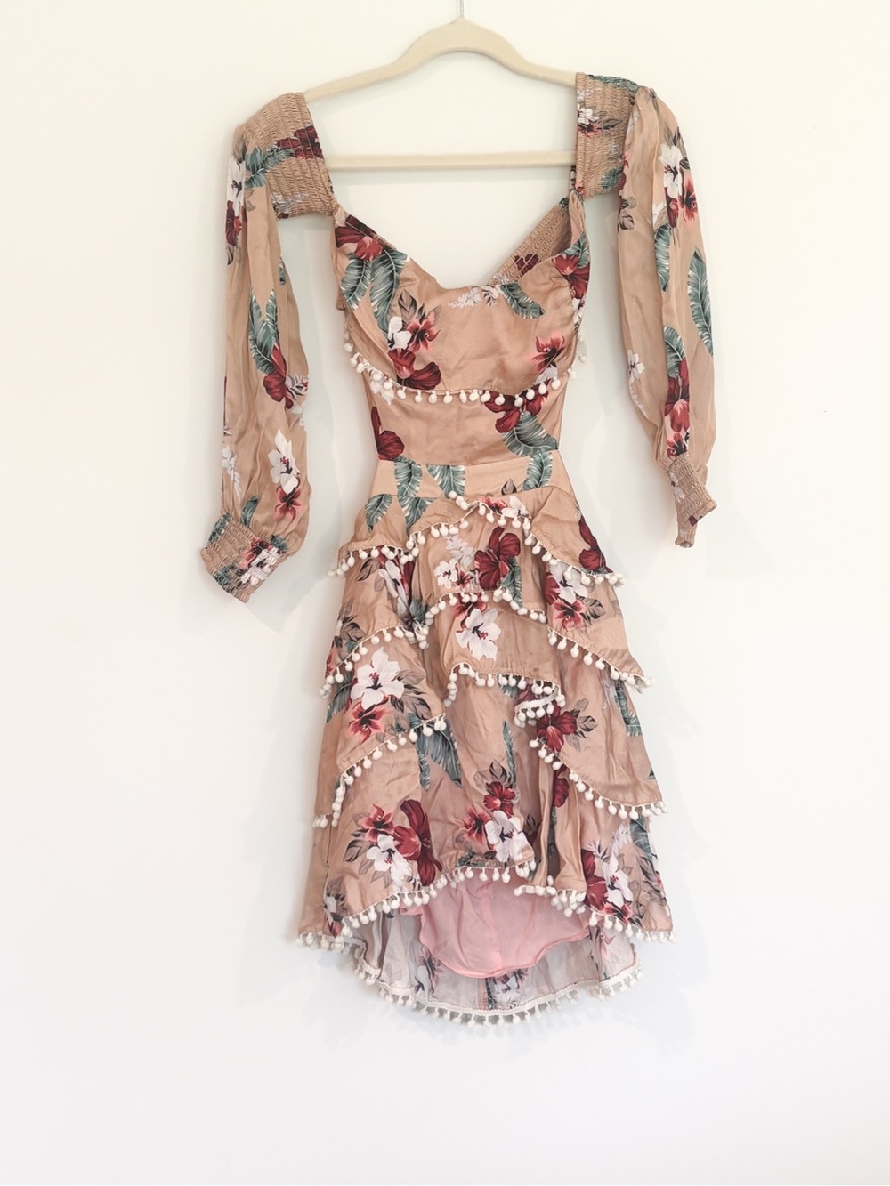 Majorelle Revolve Soho Mini Dress Pink Tropical Floral Smocked Cut Out S